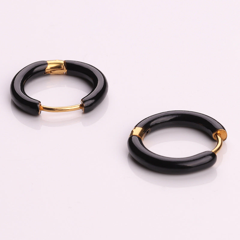 Wholesale Titanium Steel Earrings Multicolor Oil Drop Earrings ACC-ES-RuiX003