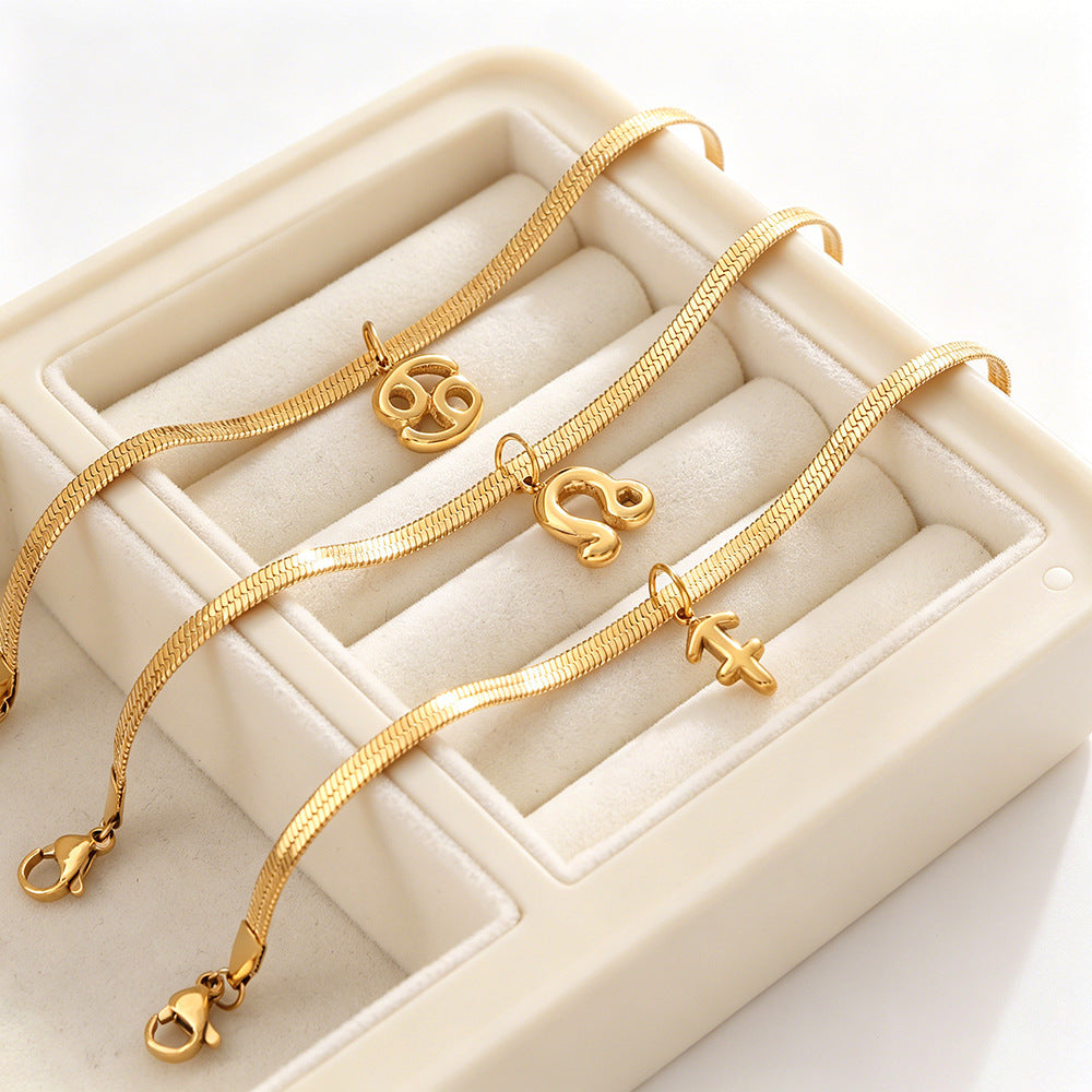Wholesale Vintage Zodiac Stainless Steel Bracelet 18K Gold Plated Travel Souvenir Jewelry Accessory