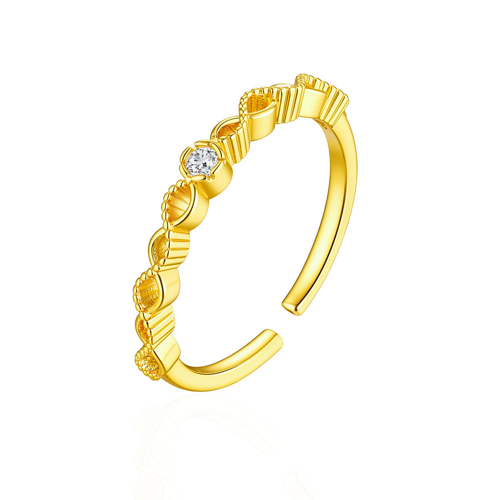 Wholesale Stylish New Chinese Style Hollow Gourd Ring For Women Gold Tone Alloy Jewelry Gift