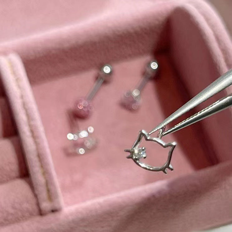 Wholesale cat full diamond star earrings