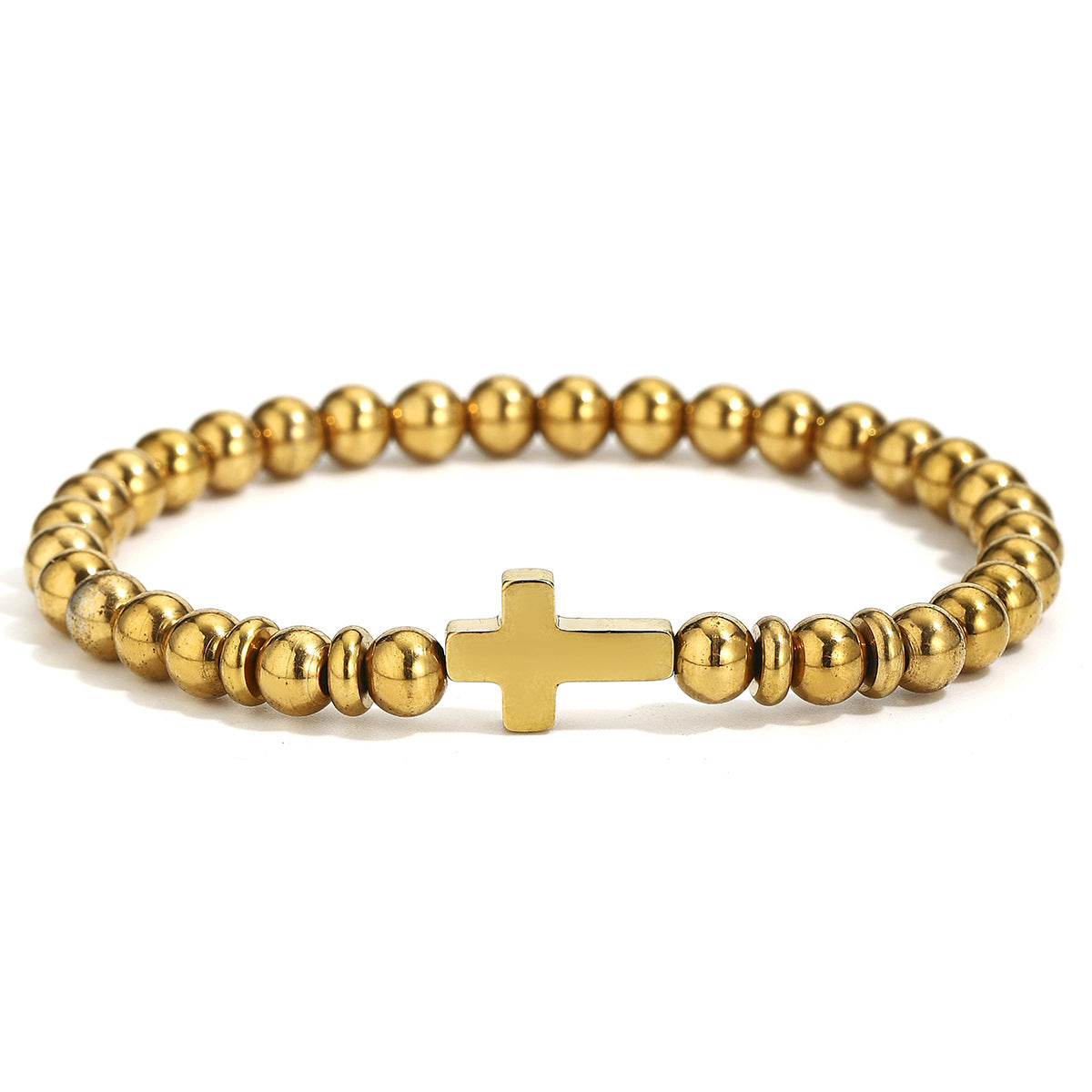 Wholesale Stylish Stainless Steel Heart Cross Handmade Bead Bracelet Unisex Jewelry Accessory For Gift Resale