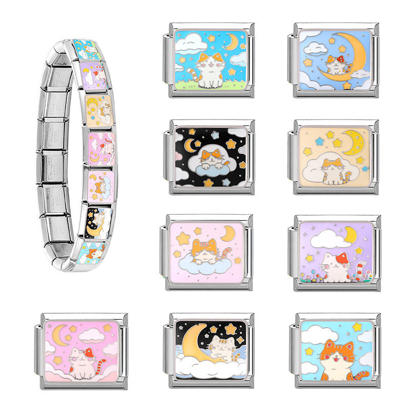 Wholesale Italian Charm Bracelet 9mm DIY Cartoon animal-themed   Stainless Steel Composable Bracelet