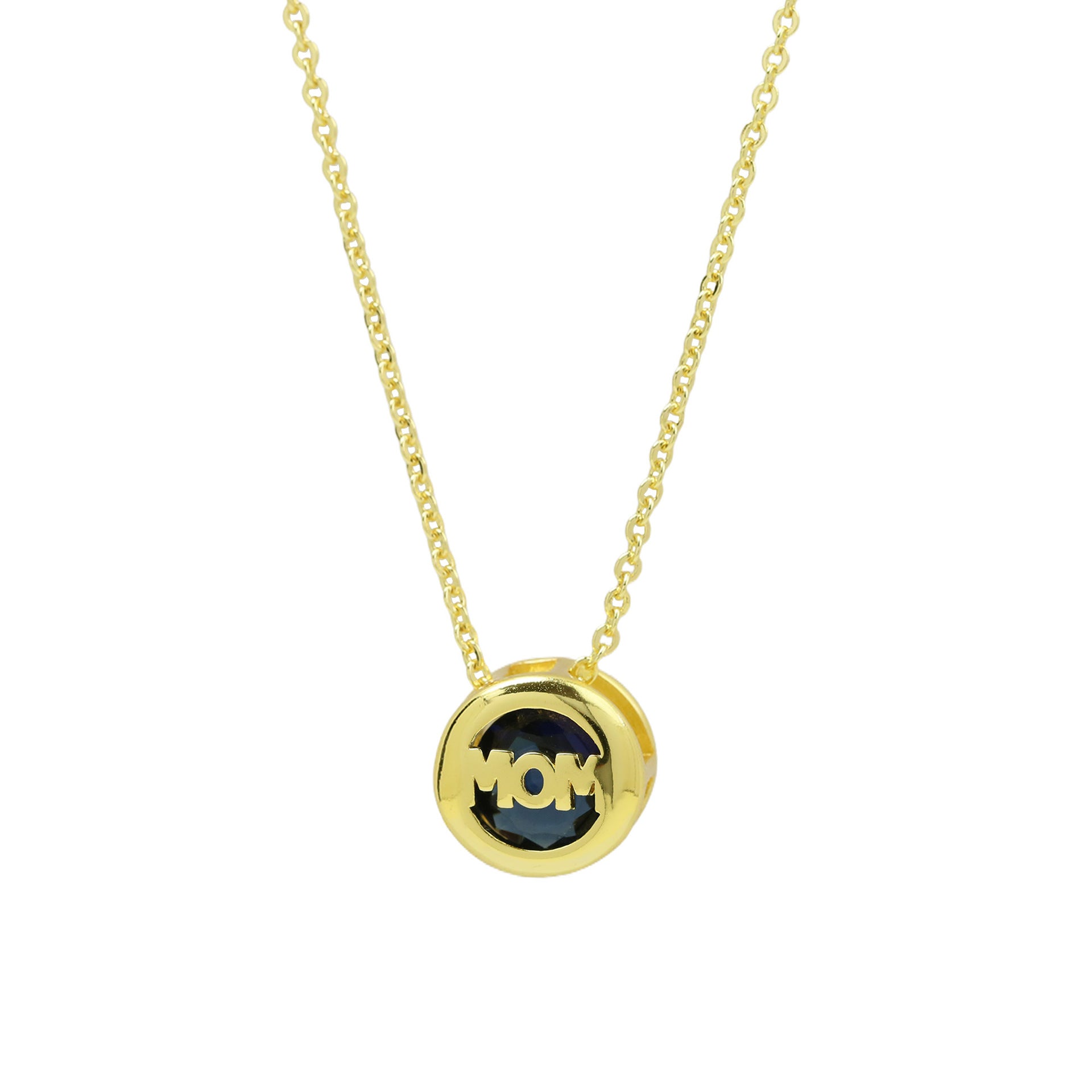 Wholesale Gold-Plated Brass " MOM"  Pendant with December Birthstone — Mother' s Day Gift