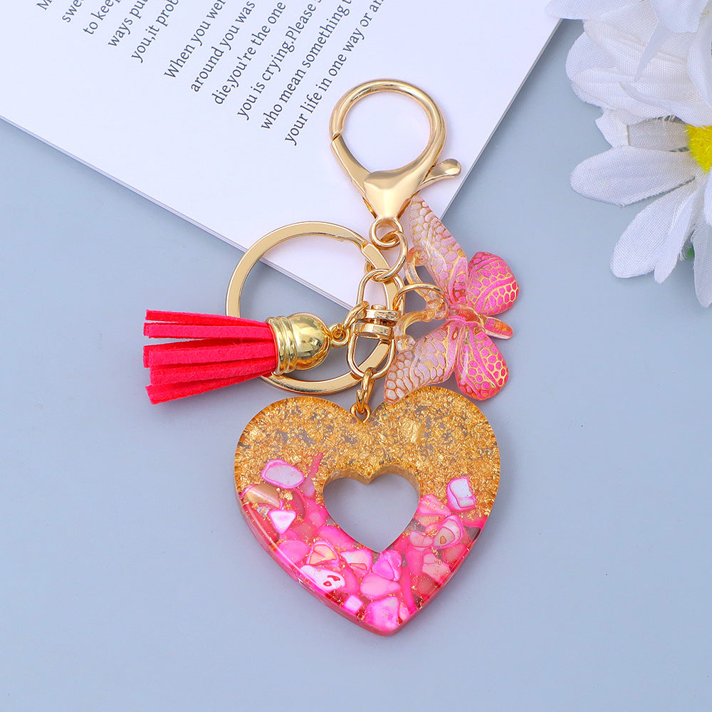 Wholesale Chic Heart Resin Keychain with Tassel - Boutique Bag Accessory Gift