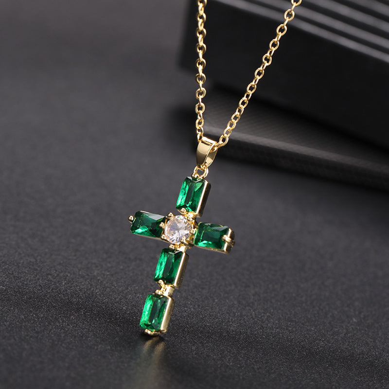 Wholesale Retro Punk Gold Plated Rhinestone Cross Necklace For Women Fashion Accessory Gift