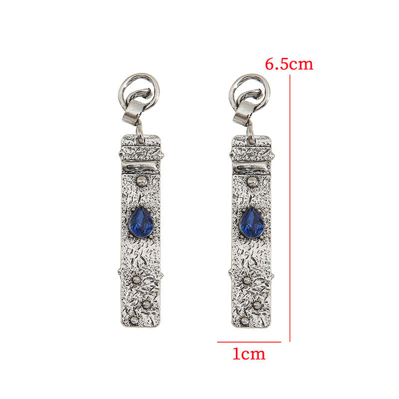 Wholesale Retro Tribal Long Drop Earrings Trendy Party Wear Jewelry Accessory Ancient Silver Alloy Boutique Gift