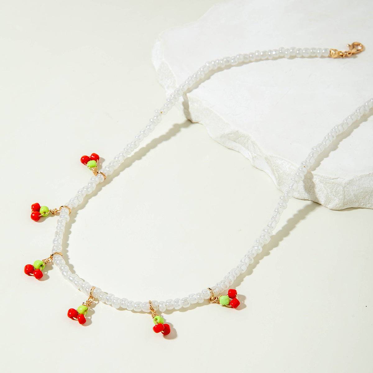 Wholesale Cherry Pendant Necklace Multi-layered Beaded Cute Necklace