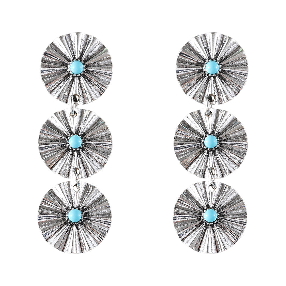 Wholesale Bohemian style round tassel pendant earrings