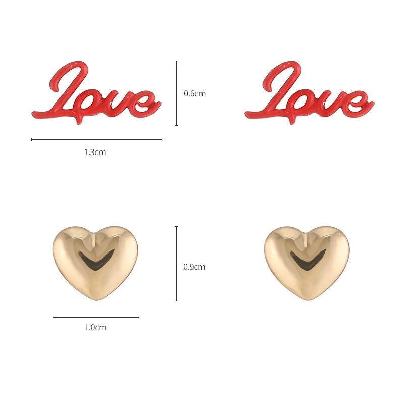 Wholesale Valentine's Day Red love diamond necklace combination suit