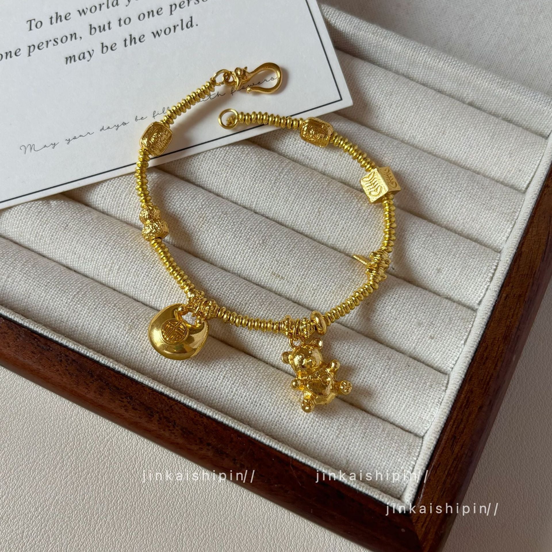 Wholesale Golden Bear Fortune Bag Bracelet
