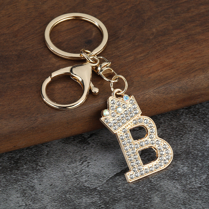 Wholesale Zinc alloy flash drill letter keychain