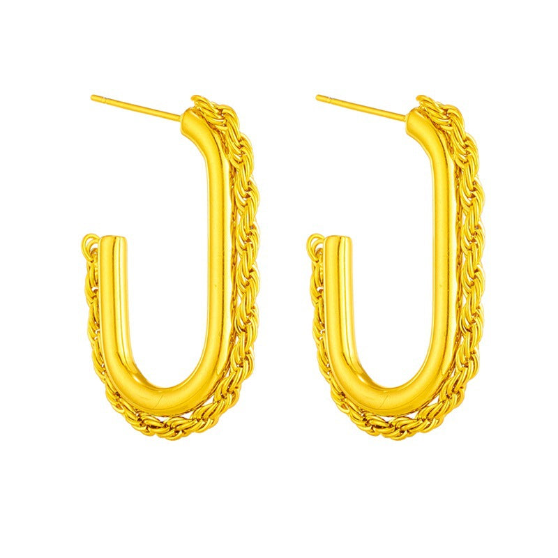 Wholesale Cool Style Metal Twist Titanium Steel Earrings ACC-ES-QianYue003