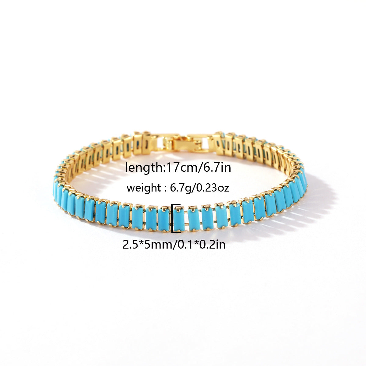 Wholesale 18k Gold Plated Zircon Bracelet,  Blue Turquoise Design,  Boutique Jewelry Accessory