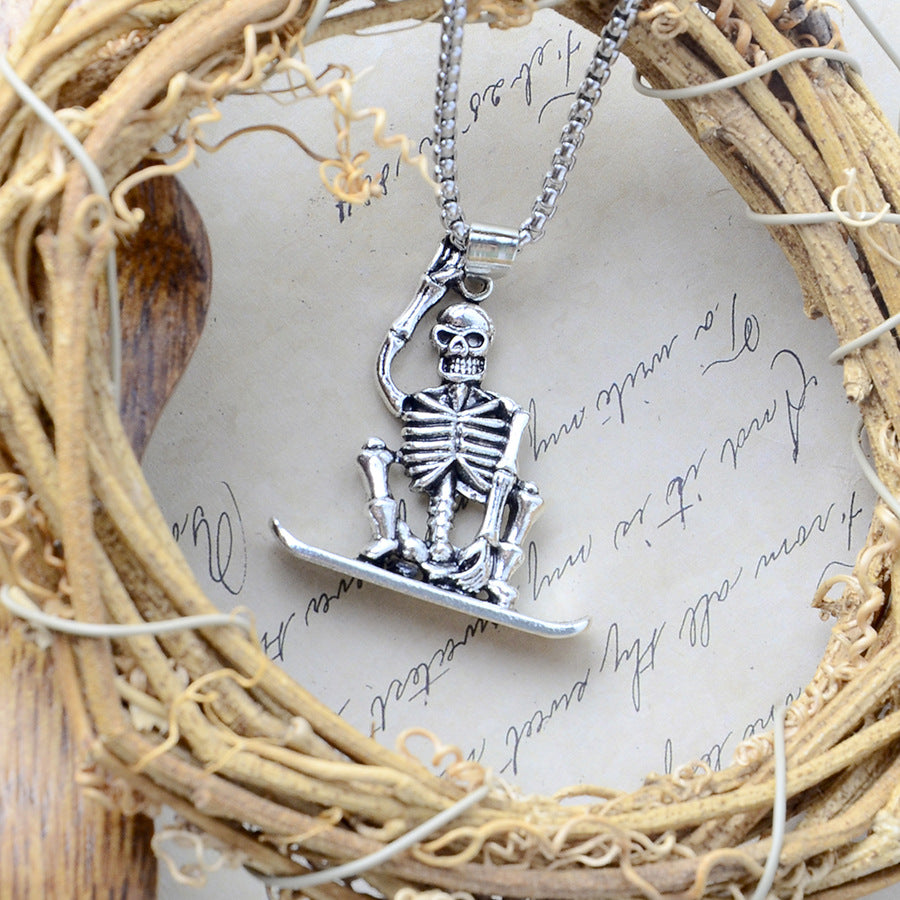 Wholesale Halloween skull pendant stainless steel necklace