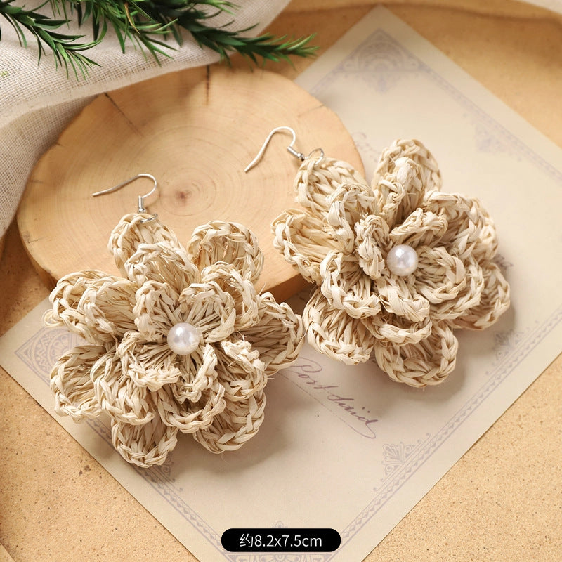 Wholesale Handmade Rattan Woven Bohemian Earrings