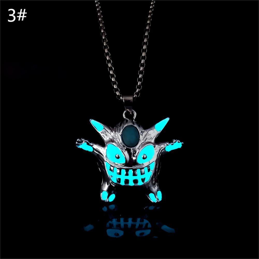 Wholesale Halloween Alloy Electroplating Demon Monster Luminous Necklace