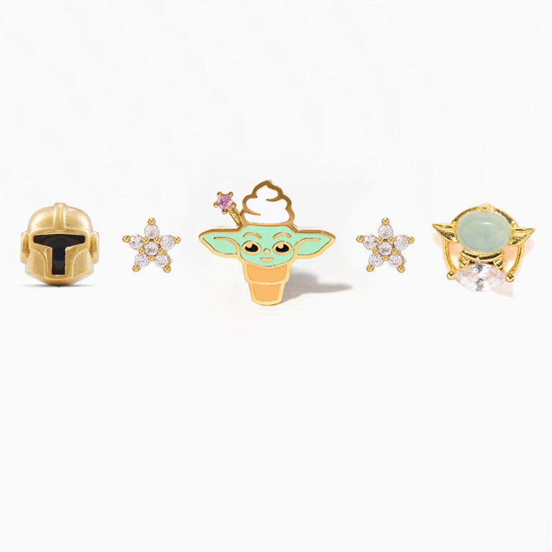 Wholesale Cute Oil Dripping Summer Cartoon Ice Cream Copper Plated 18K Gold Earrings ACC-ES-Xiny009