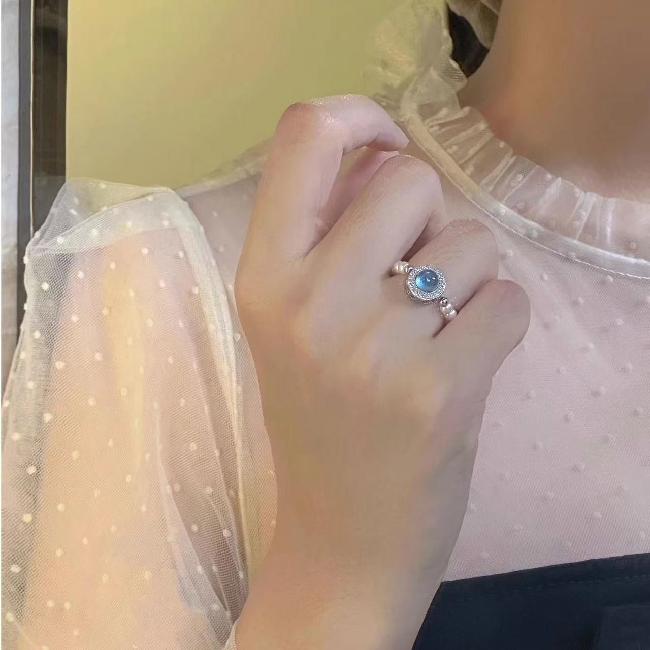 Wholesale  hand-woven very fine Moonstone Diamond ring