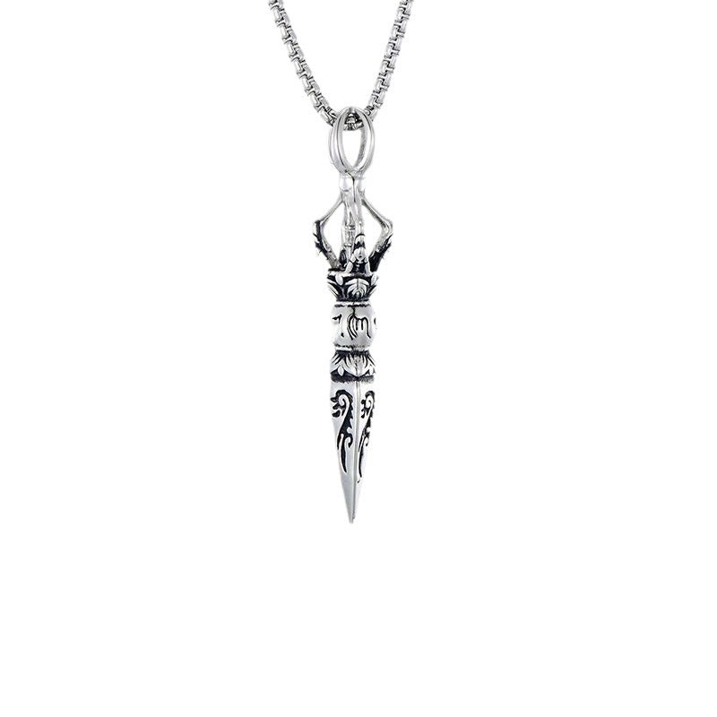 Wholesale Retro Hip-Hop Six-Character Mantra Zinc Alloy Pendant Necklace Mens Fashion Accessory