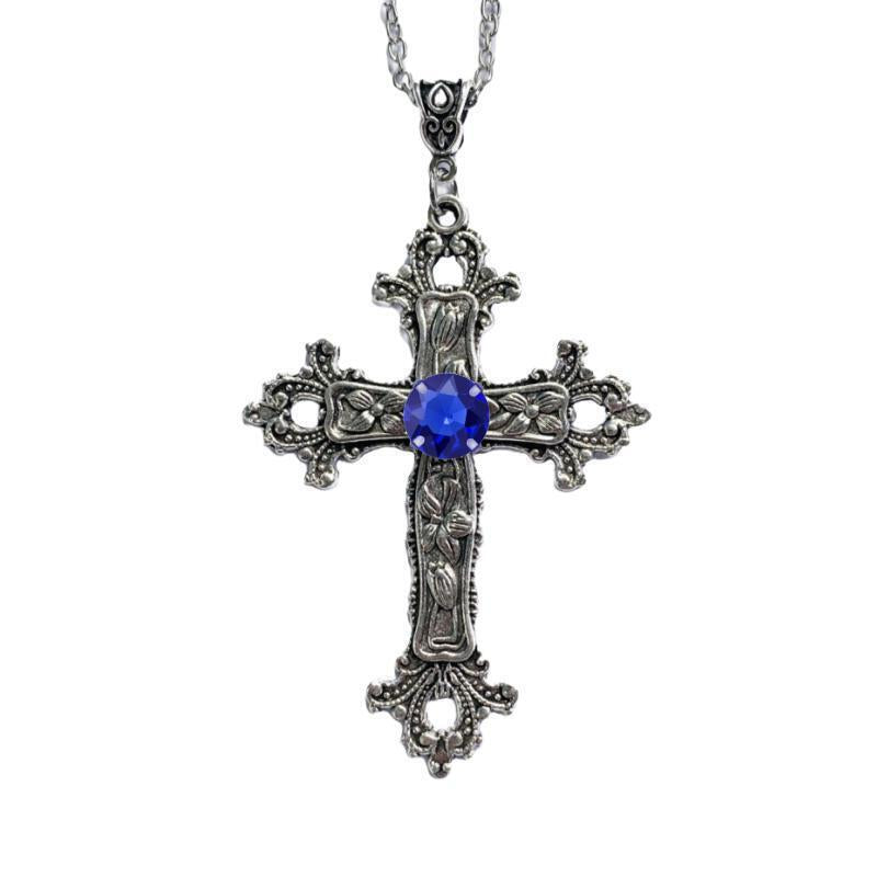 Wholesale Creative Flower Pattern Cross Diamond Necklace