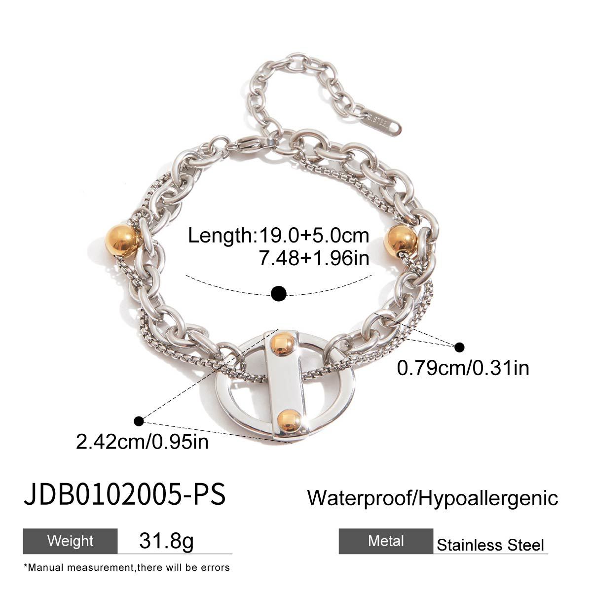 Wholesale  18K gold stainless steel gold and silver color matching smooth cans bracelet thick cross chain