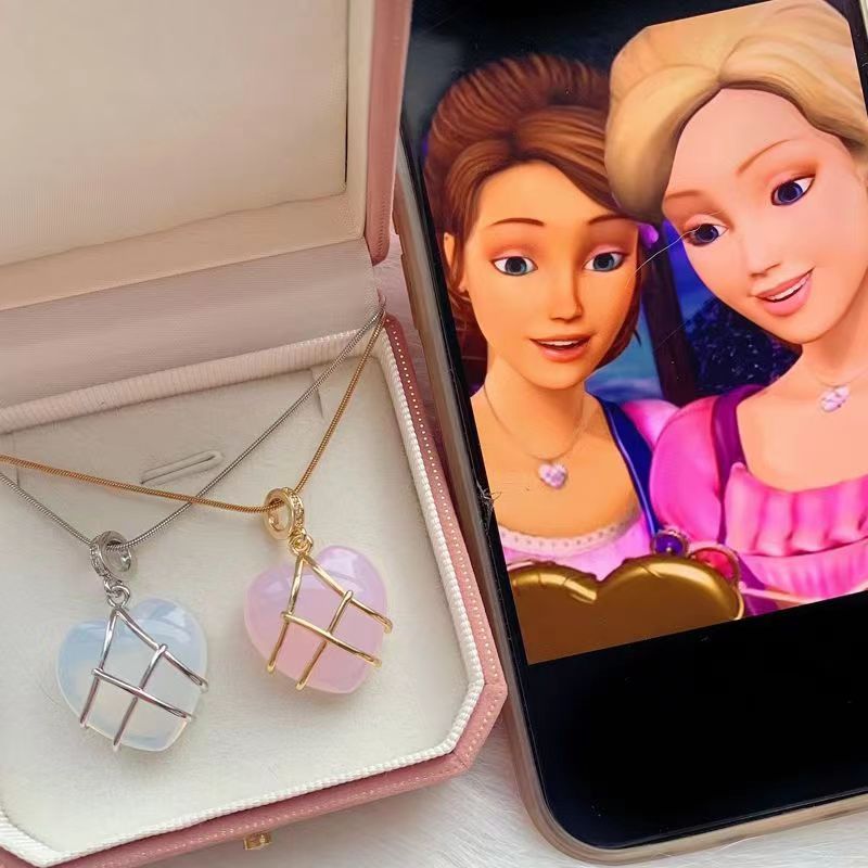 Wholesale Stainless steel natural pink protein copper inlaid zirconium plated real gold necklaces