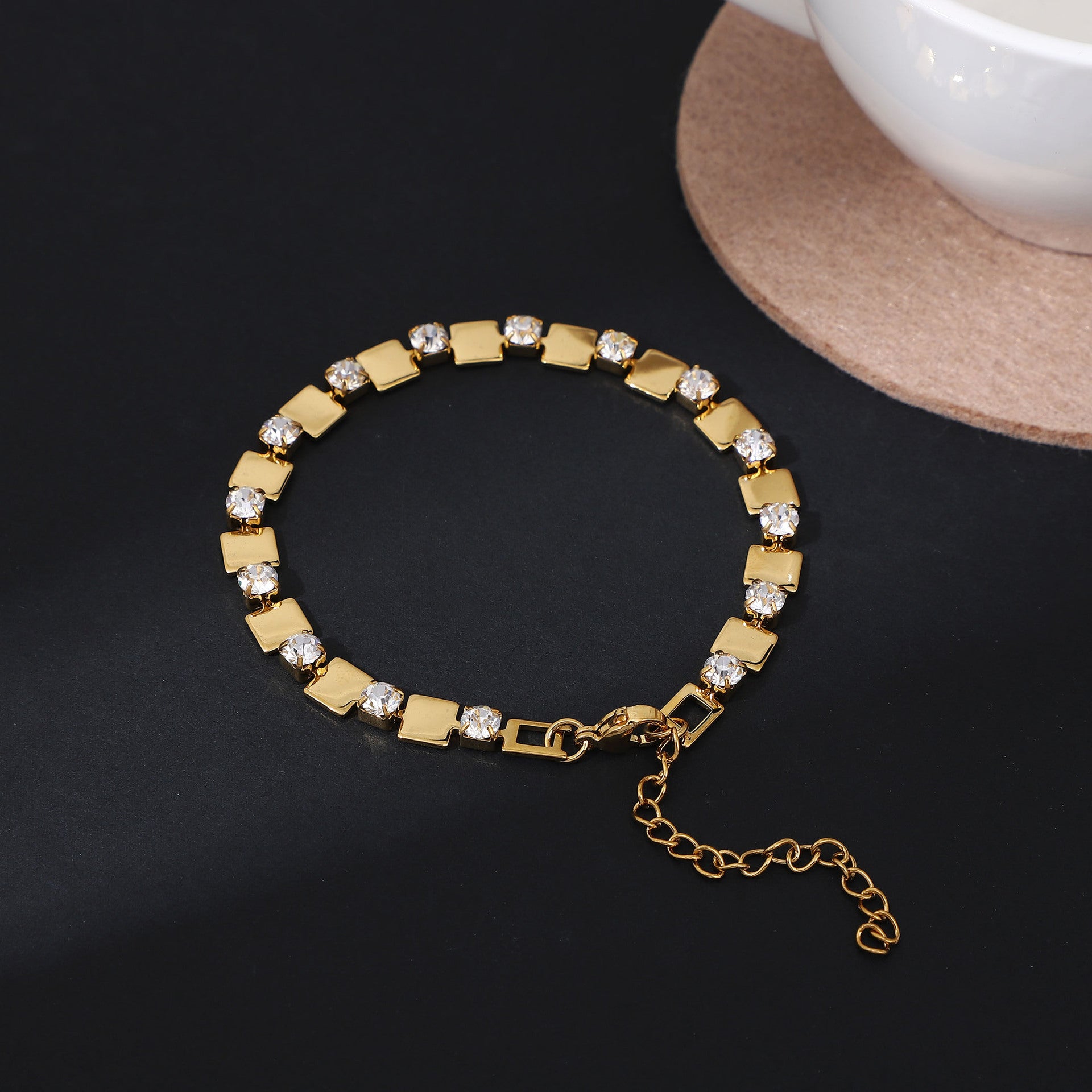 Wholesale 10pcs Titanium Steel Color Diamond 18K Gold Geometric Bracelet