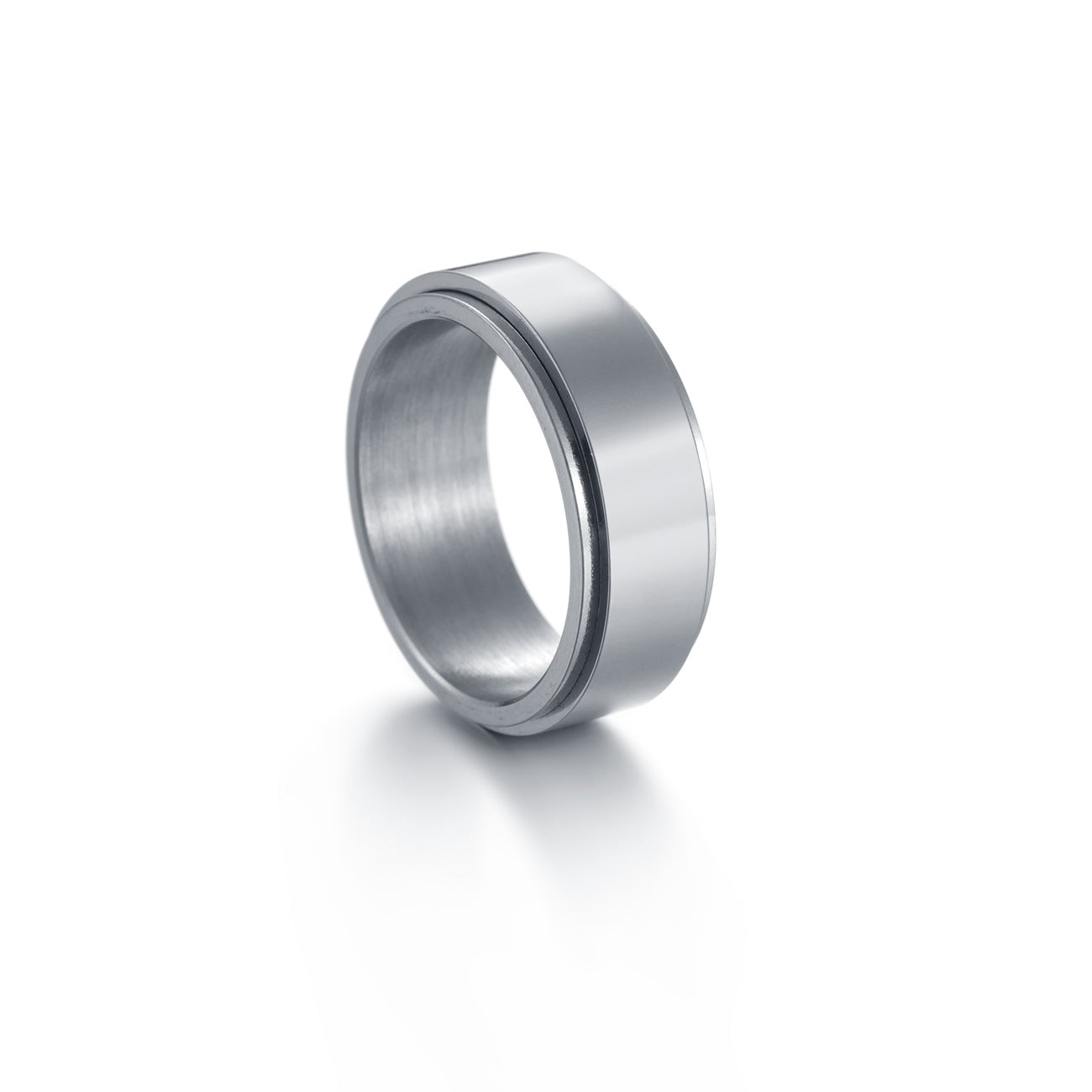 Wholesale  8MM width titanium steel rotating men's ring