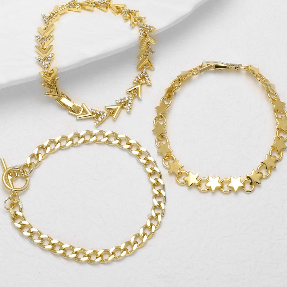 Wholesale Copper and zircon star bracelet