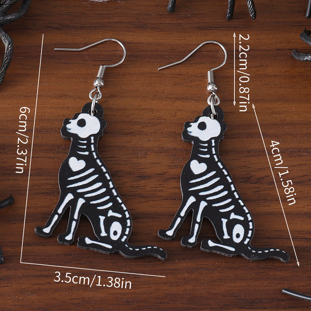 Wholesale Halloween Gothic Skull Flamingo Wooden Earrings ACC-ES-ChuLian045