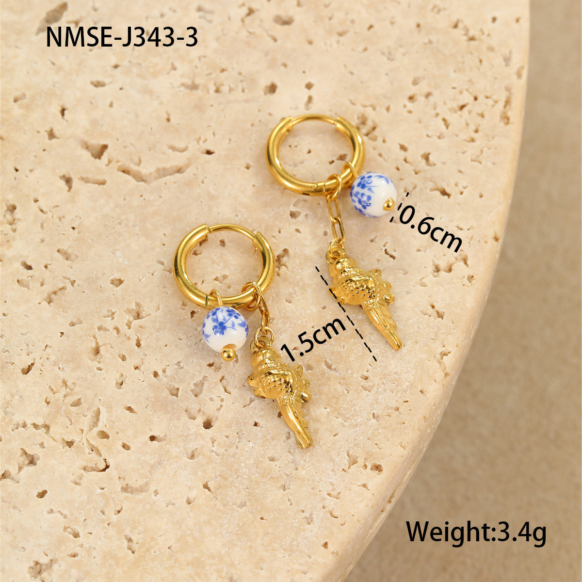 Wholesale Ceramic Starfish Shell Stainless Steel Earrings