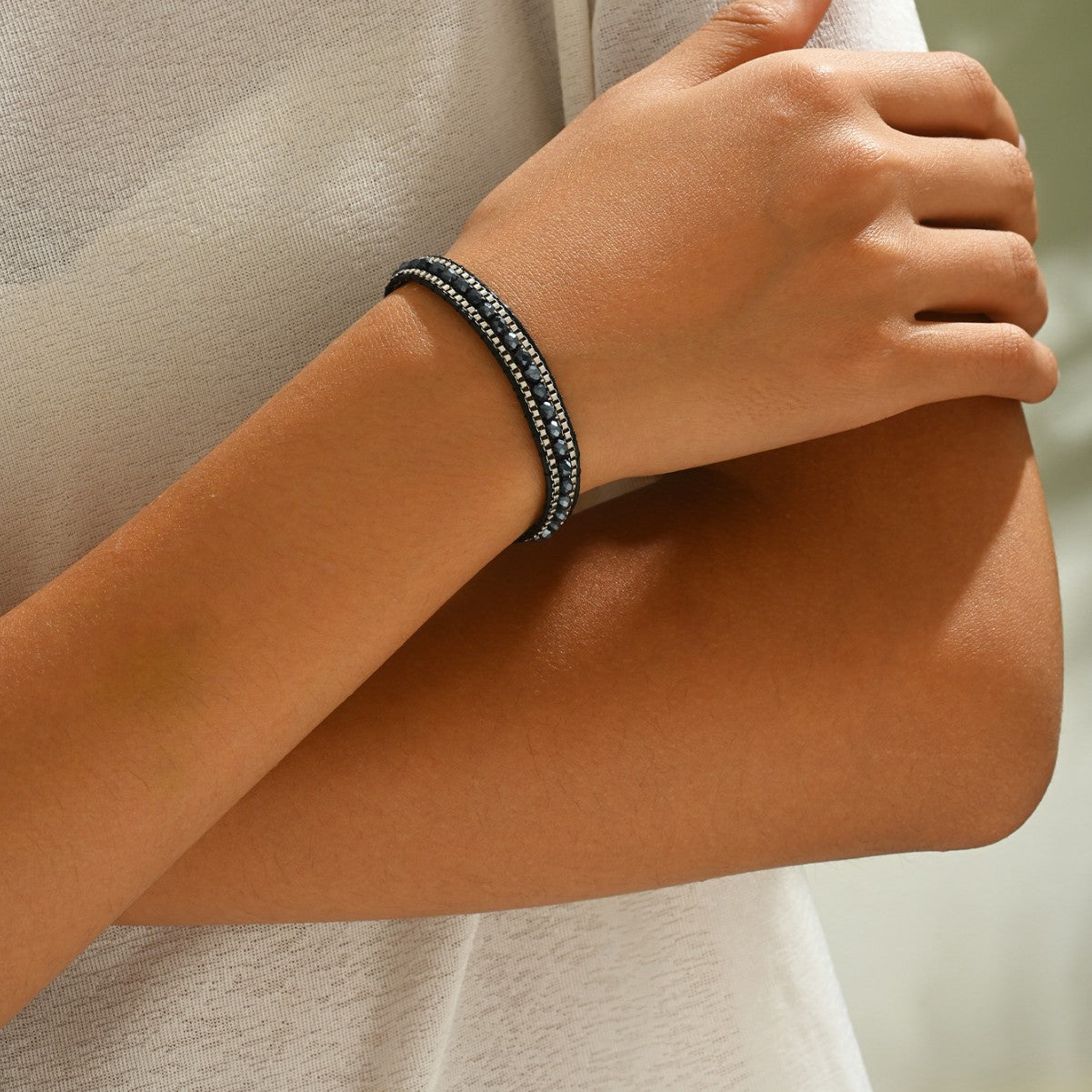 Wholesale  braided bracelet versatile glass retro  mixed color  bracelet