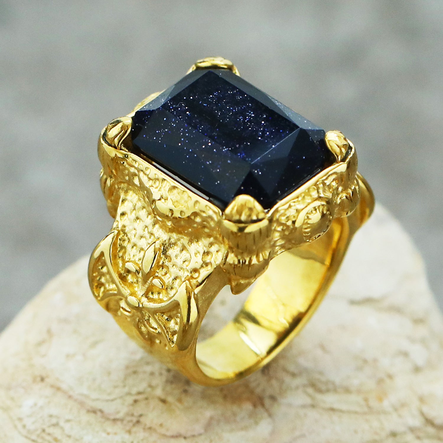 Wholesale Vintage Titanium Steel Ring with Zircon Men’s Rings ACC-RS-Hait006