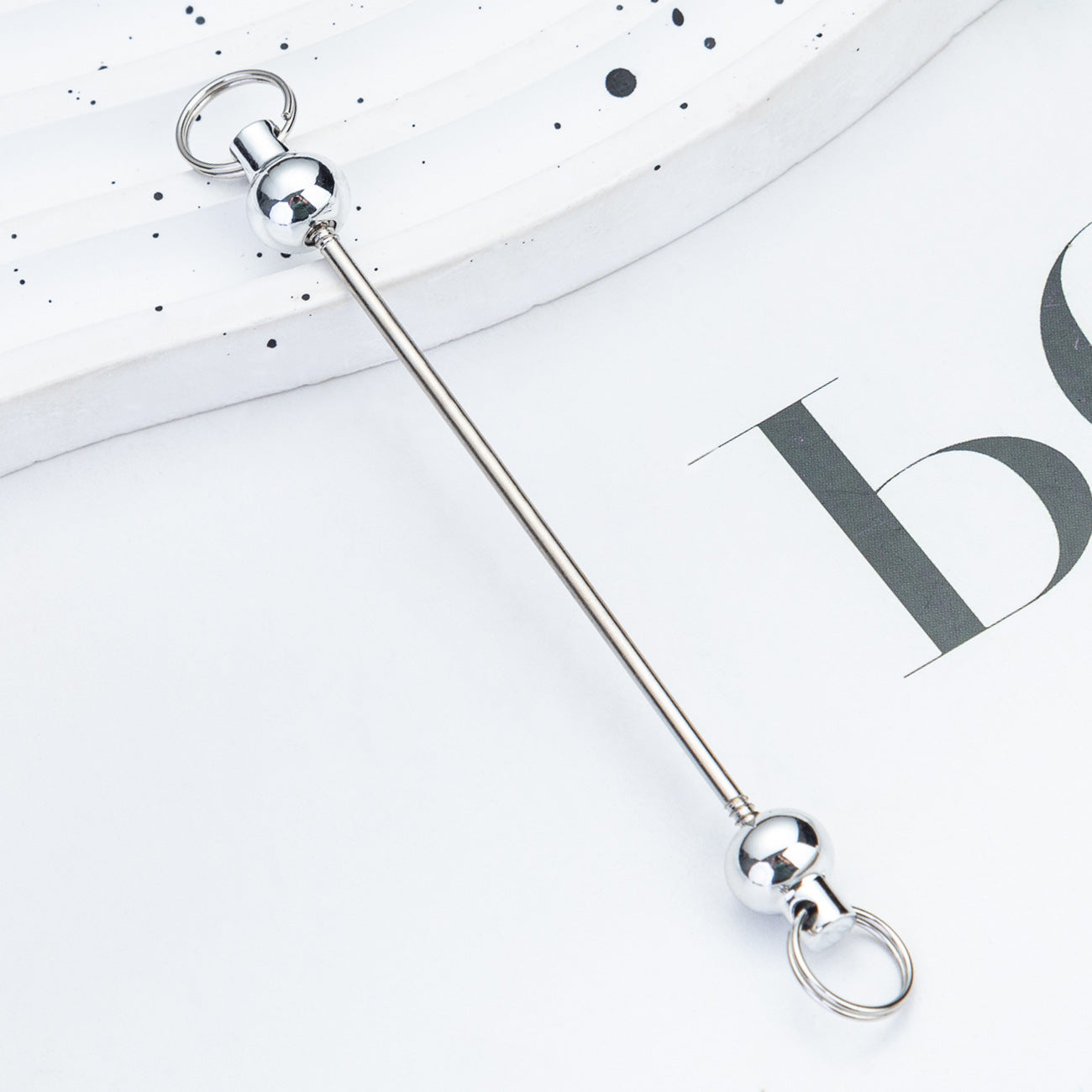 Wholesale  DIY beadable  gradient color handmade beaded keychain