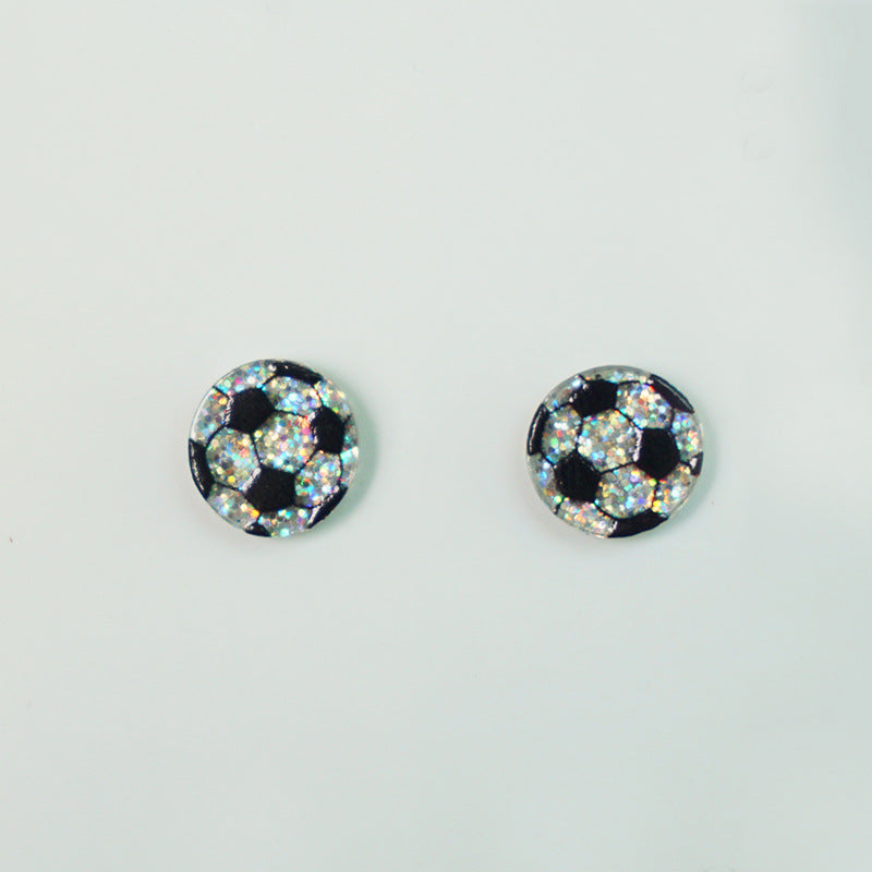 Wholesale 2 Pairs/Pack Shiny Football Baseball Acrylic Earrings ACC-ES-HY098