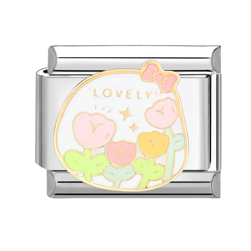 Wholesale Italian Charm Bracelet 9mm DIY Splicing Removable Plant Castle Stainless Steel Composable Bracelet