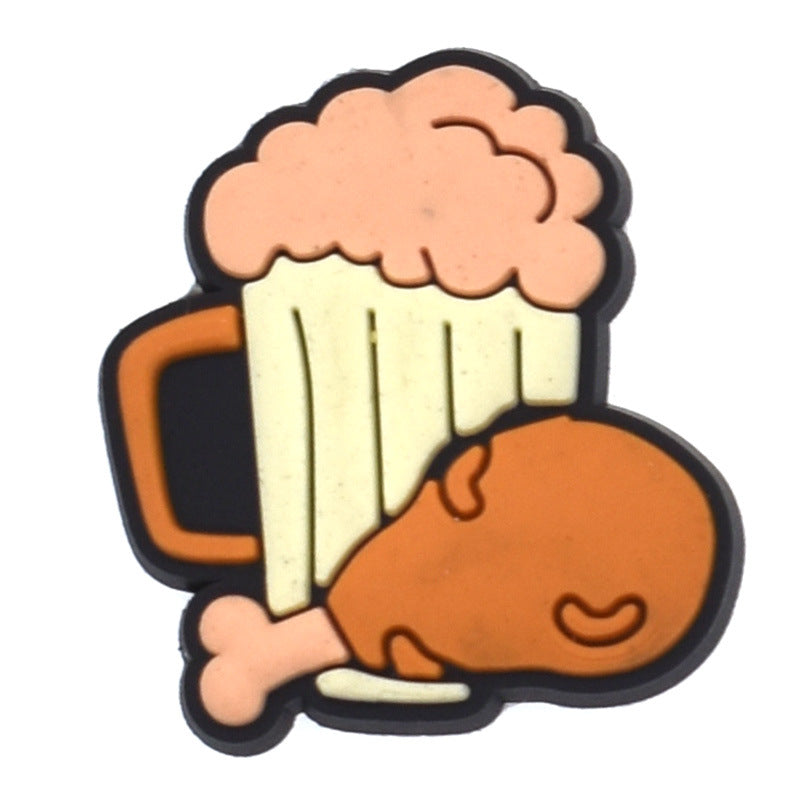 Wholesale Random 100pcs beer  PVC Soft Rubber Shoe Buckle Decoration