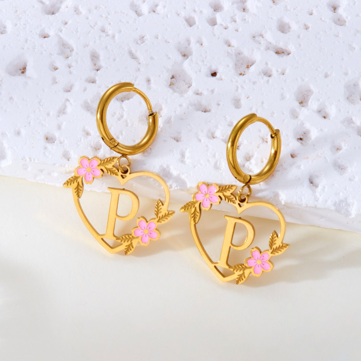 Wholesale Luxury Cut Out Stainless Steel 26 English Letter Earrings