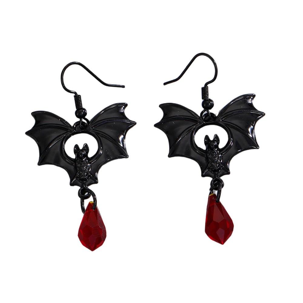 Wholesale Gothic Bat Pendant Earrings,  Zinc Alloy Ancient Silver,  Trendy Party Wear Fashion Accessory