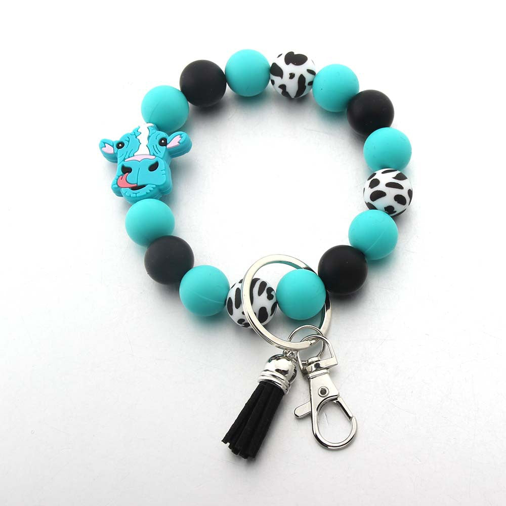 Wholesale Cartoon Western Style Silicone Beaded Wristlet Keychain ACC-KC-JinAn011