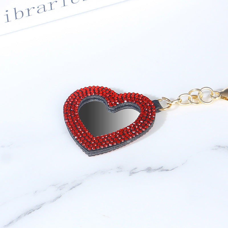 Wholesale Cute Diamond Small Heart Mirror Keychains ACC-KC-RuiJie004