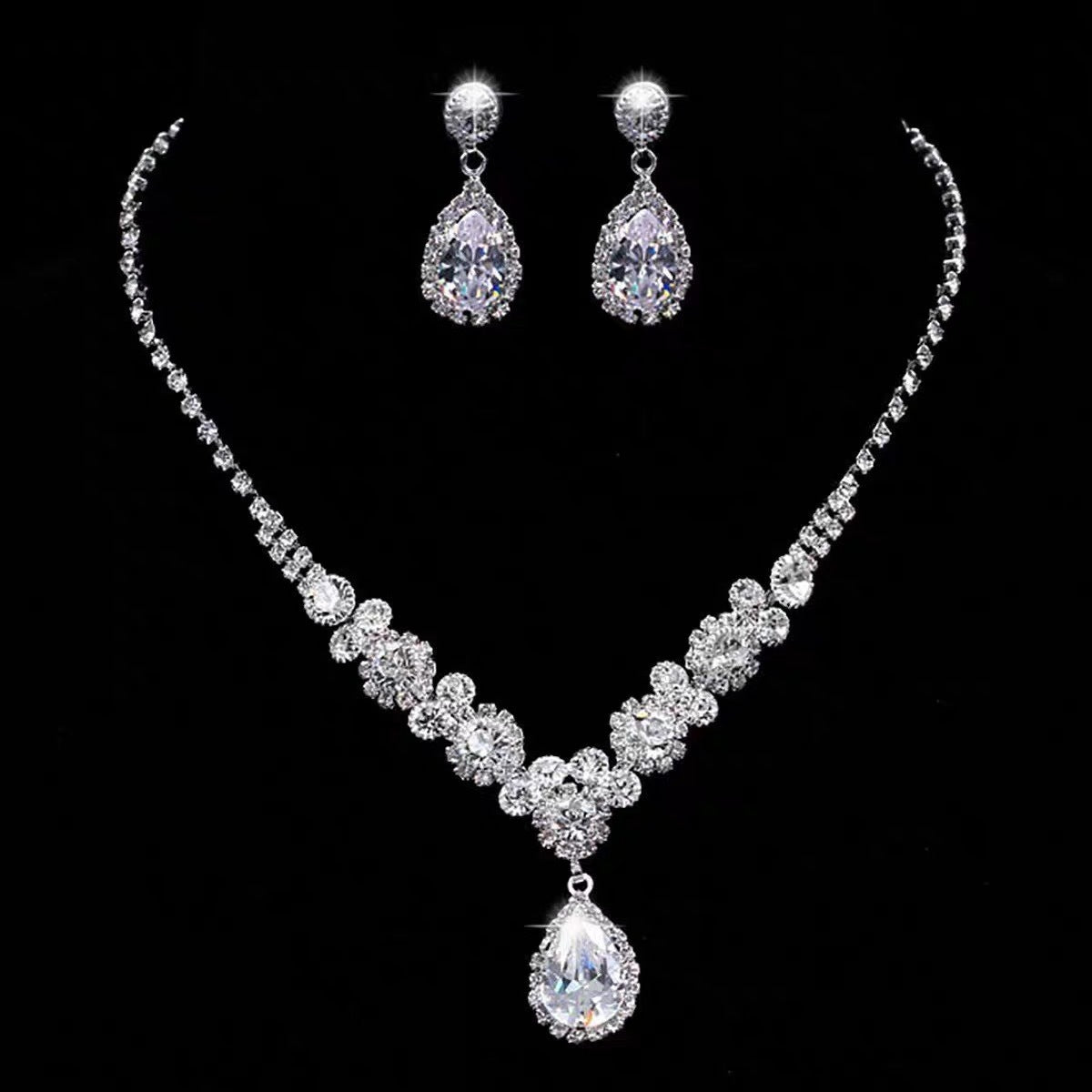 Wholesale Man-made Pearl and Rhinestone Earring Necklace and Bracelet Set