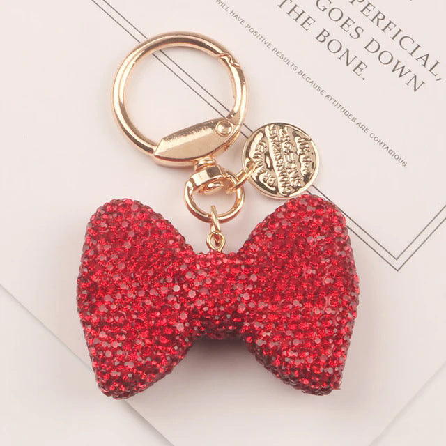 Wholesale Metal keychain with full rhinestone butterfly and bowknot pendant