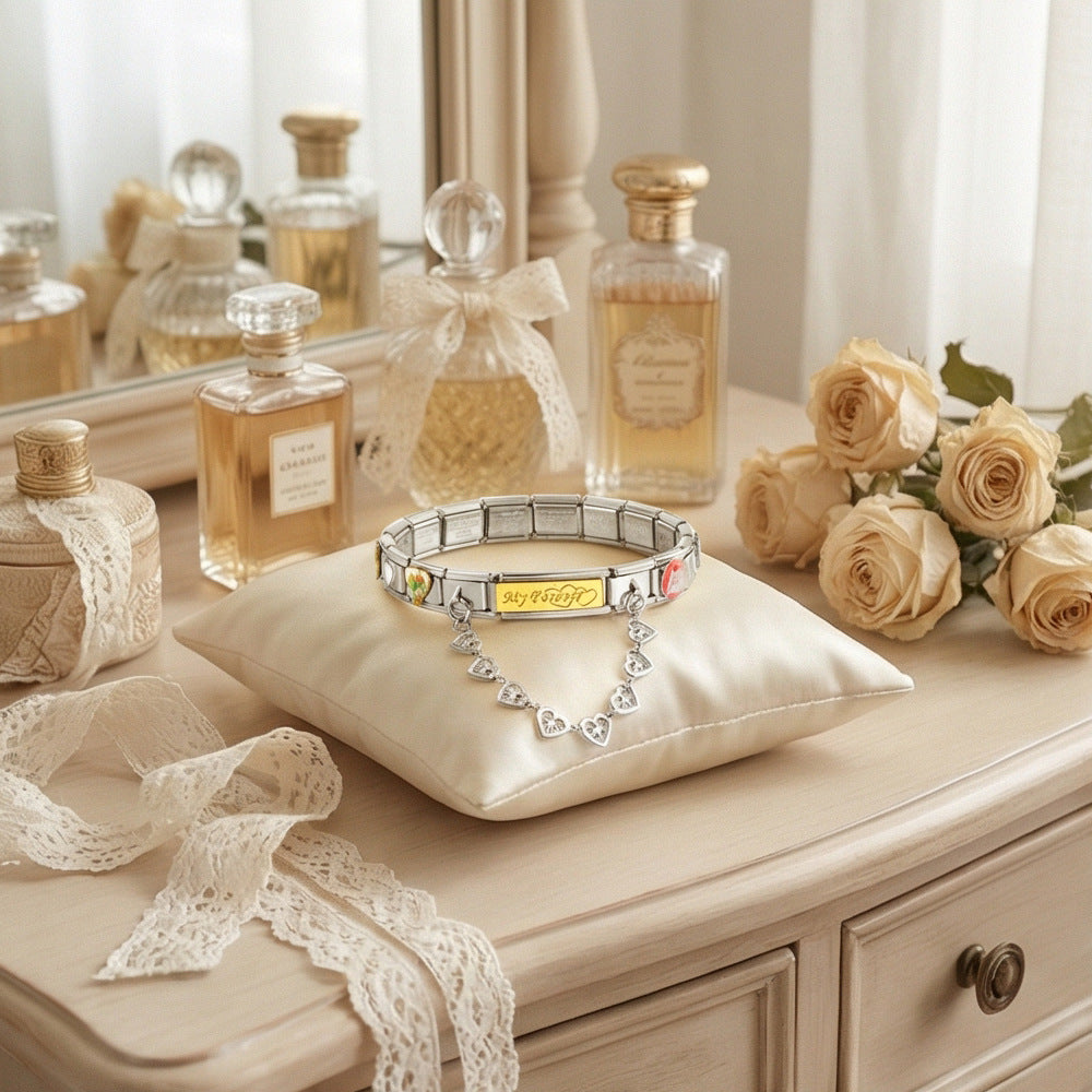 Wholesale Romantic Wedding Italian Modular Bracelet Gold-Plated Enamel Fashion Accessory