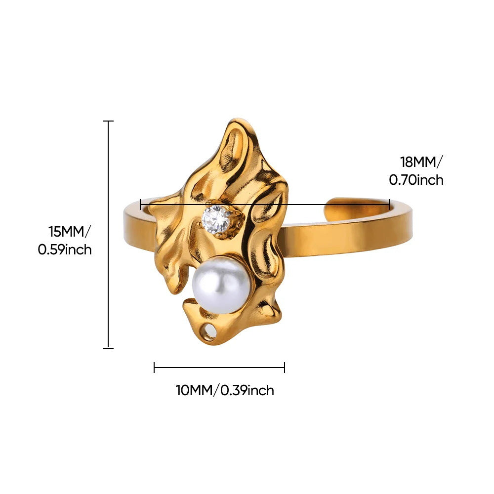 Wholesale Stainless Steel Pearl Starfish Shell Ring