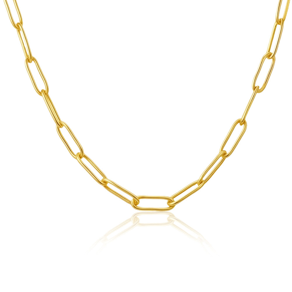 Wholesale 18k Gold Plated Oval Chain Cuban Link Necklace Fashion Jewelry for Women Everyday Wear