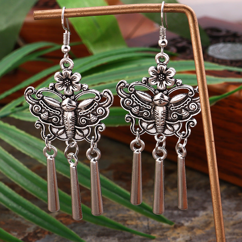 Wholesale Retro Ethnic Style Animal Ear Hook Butterfly Earrings