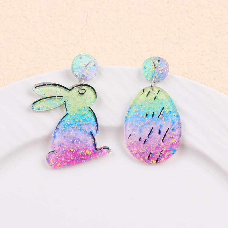 Wholesale 2PCS Acrylic Easter Bunny Egg Earrings