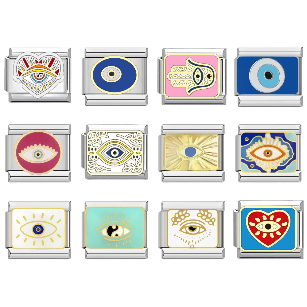 Wholesale Original Design Eye Pattern DIY Italian Charm Bracelet Titanium Steel Jewelry Making Accessory Gift Boutique Resale