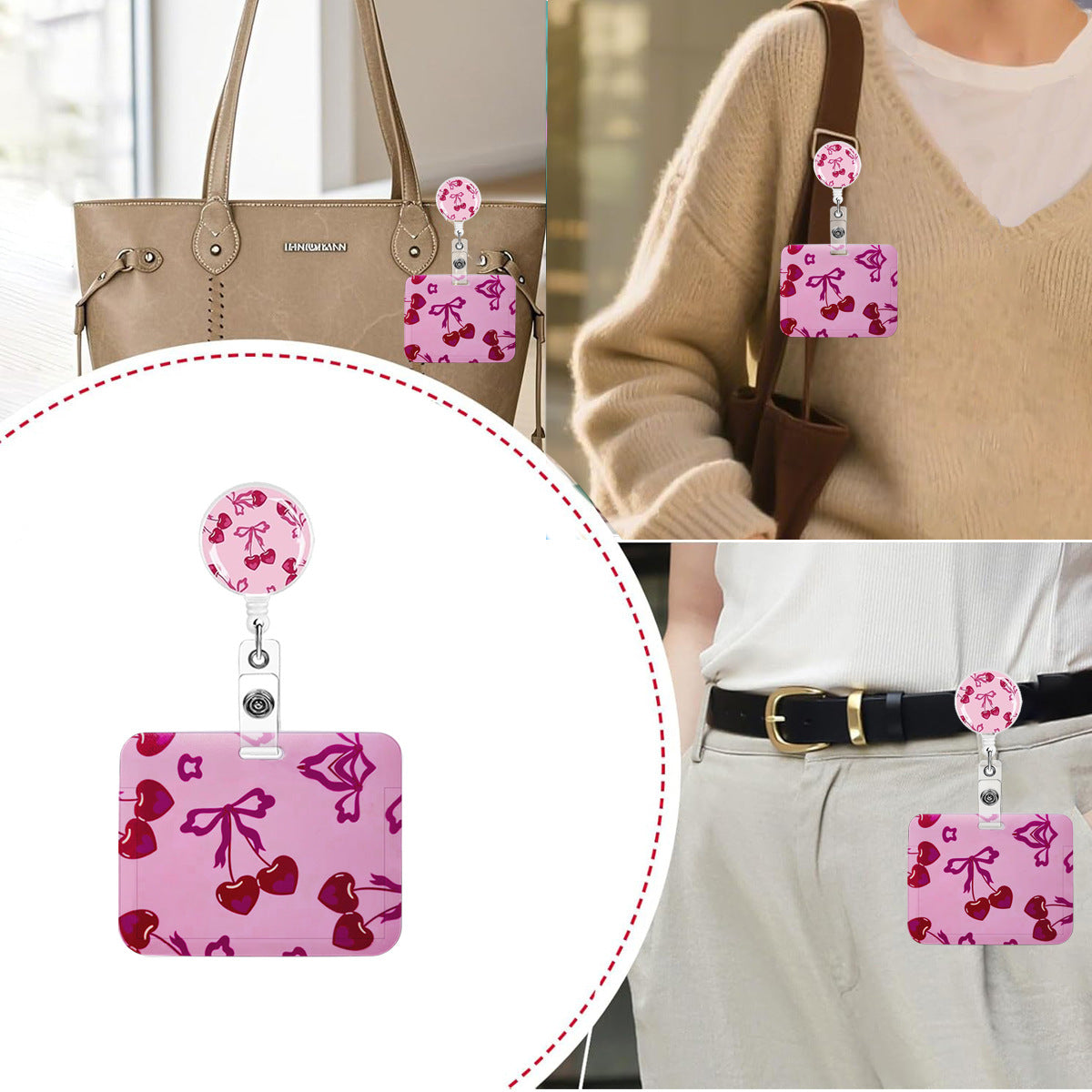 Wholesale Easy-open retractable buckle  sweet pink Badge Reels